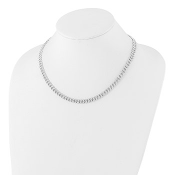 Sterling Silver Rh-plated Micro Pave CZ 6mm Curb Link 18in Necklace — alternate view