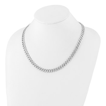 Sterling Silver Rhodium-plated 9mm Monaco Link CZ Clasp 20in Necklace — alternate view