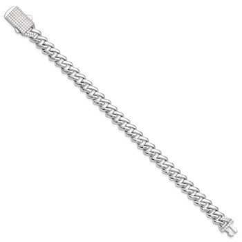 Sterling Silver Rhodium-plated Monaco Link CZ Pavé Clasp 7.5IN Bracelet — alternate view