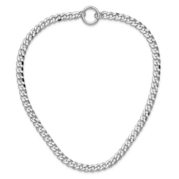 Sterling Silver Rh-plated 7.25mm Circle Clasp Curb Link 16in Necklace — alternate view