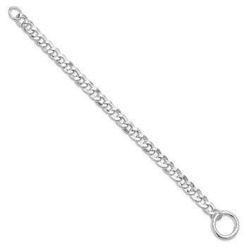Sterling Silver Rhodium-plated Circle Clasp Curb Link 7.25in Bracelet — alternate view
