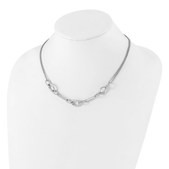 Sterling Silver Rh-plated 18in with 1.5in ext Interlocking Circles Necklace — alternate view