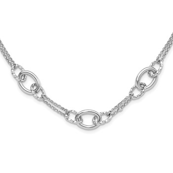 Sterling Silver Rh-plated 18in with 1.5in ext Interlocking Circles Necklace