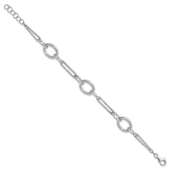 Sterling Silver Rhodium-plated 7in w/1in ext Interlocking Circles Bracelet — alternate view