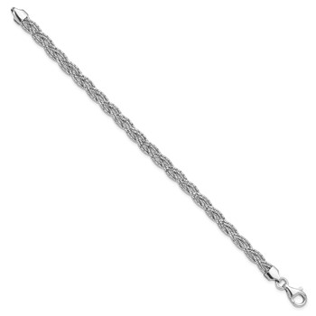 Sterling Silver Polished Rhodium-plated Diamond-cut Braided Bracelet — alternate view