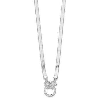 Sterling Silver Rhodium-plated CZ Herringbone 16in with 2in ext. Necklace — alternate view