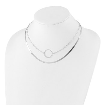 Sterling Silver Rhodium-plated 2 Strand 16in w/2in ext Necklace — alternate view