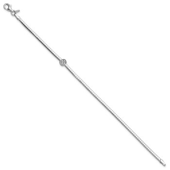 Sterling Silver Rh-plated Polished with CZ 7in Reversible Cubetto Bracelet — alternate view