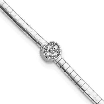 Sterling Silver Rh-plated Polished with CZ 7in Reversible Cubetto Bracelet