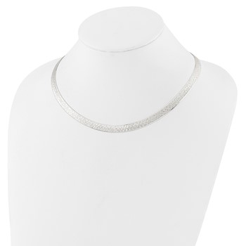 Sterling Silver Polished and Textured 8mm Flat Herringbone 18in Necklace — alternate view
