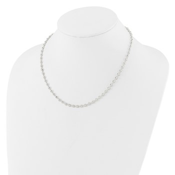 Sterling Silver Polished and Diamond Cut Beaded Necklace — alternate view