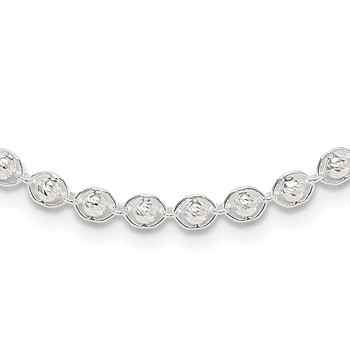 Sterling Silver Polished and Diamond Cut Beaded Necklace