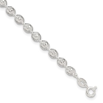 Sterling Silver Polished and Diamond Cut Beaded Bracelet