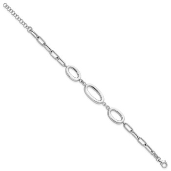 Sterling Silver Rhodium-plated Fancy Ovals 6.5in w/1in ext. Bracelet — alternate view