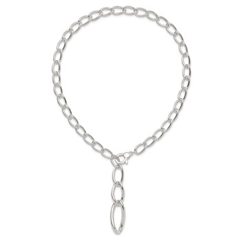 Sterling Silver Polished and Hollow Fancy Link Drop Necklace — alternate view