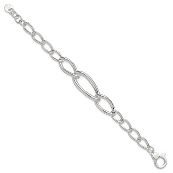 Sterling Silver Polished and Hollow Fancy Link w/.25 in ext Bracelet — alternate view