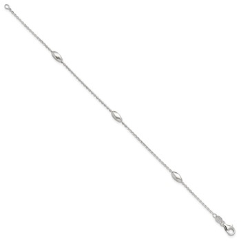 Sterling Silver Polished Fancy Beaded Link 7.5in Bracelet — alternate view