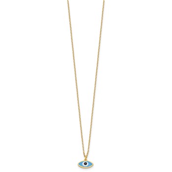 Sterling Silver Gold-plated Enamel Evil Eye w/1in ext. Necklace — alternate view