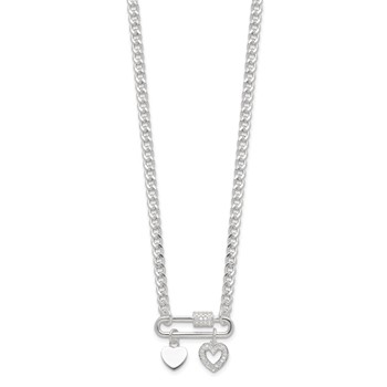 Sterling Silver RH-plated CZ Heart Moveable 16.25in w/2in ext Necklace — alternate view