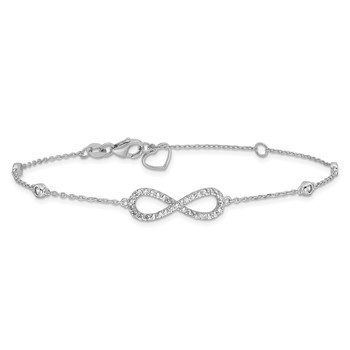 Sterling Silver RH-plate CZ Infinity Bracelet and Necklace Set — alternate view