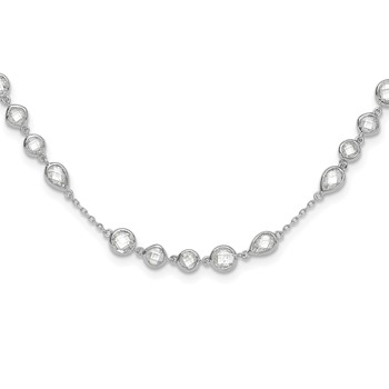 Sterling Silver Rhodium-plated Fancy CZ 18in Necklace