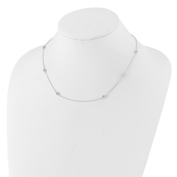 Sterling Silver Polished CZ 6 Station with 2in ext Necklace — alternate view