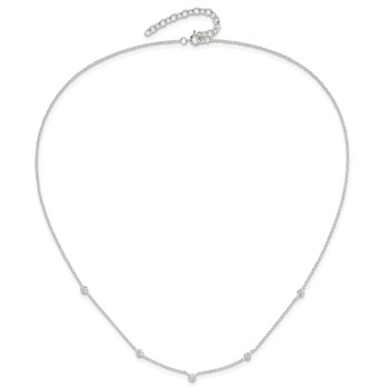 Sterling Silver E-coated CZ Stations 18in w/2in ext Necklace — alternate view