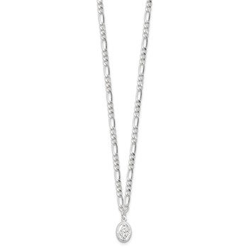 Sterling Silver RH-plated Miraculous Medal Link 16in w/2in ext. Necklace — alternate view