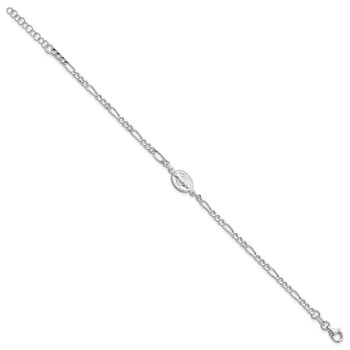 Sterling Silver RH-plated Miraculous Medal 7.25in w/1in ext. Bracelet — alternate view