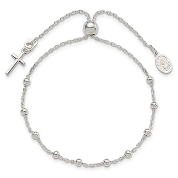 Sterling Silver Adjustable Rosary Bracelet — alternate view