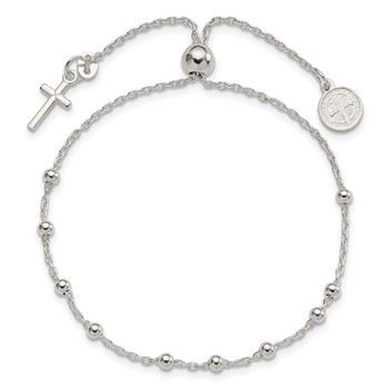 Sterling Silver St. Benedict Adjustable Rosary Bracelet — alternate view