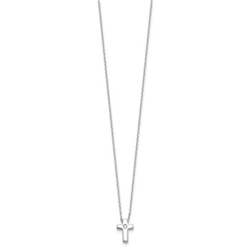 Sterling Silver Rhodium-plated CZ Cross 13in w/2in ext. Necklace — alternate view
