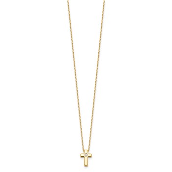 Sterling Silver Gold-tone CZ Cross 13in w/2in ext. Necklace — alternate view