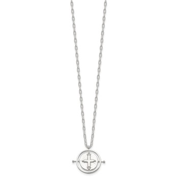 Sterling Silver E-Coating Movable/Spin Cross 16in w/2in ext Necklace — alternate view
