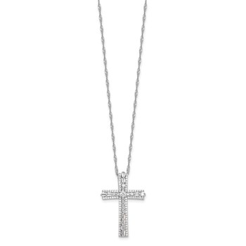 Sterling Silver Rhodium-plated CZ Cross 18in w/2in ext. Necklace — alternate view