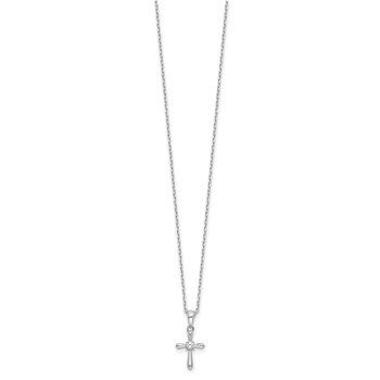 Sterling Silver Rhodium-plated CZ 13in w/2in ext. Necklace — alternate view