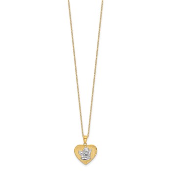 Sterling Silver Gold-tone Angel in Heart 18in Necklace — alternate view