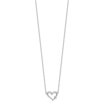 Sterling Silver Rhodium-plated Heart w/Cross 13in w/2in ext. Necklace — alternate view