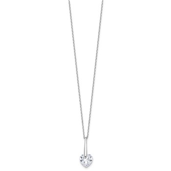 Sterling Silver Rhodium-plated CZ Heart 16in w/2in ext Necklace — alternate view