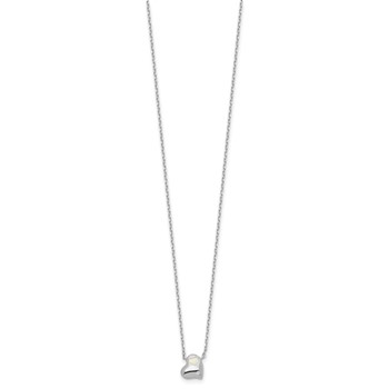 Sterling Silver RH-plated Created Opal Inlay CZ Heart w/2in ext Necklace — alternate view
