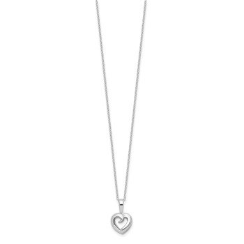 Sterling Silver Rhodium-plated Heart 16in w/2in ext Necklace — alternate view