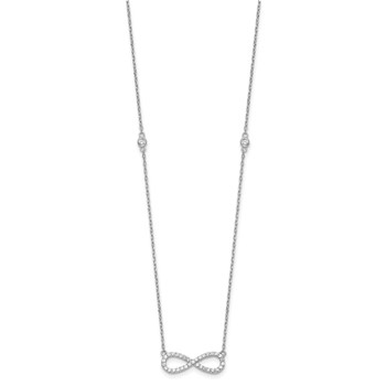 Sterling Silver Rhodium-plated CZ Infinity Symbol 18in w/2in ext. Necklace — alternate view