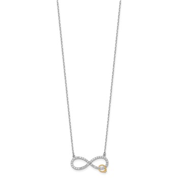 Sterling Silver w/14k accent Rh-plated CZ Eternity w/2 in. ext Necklace — alternate view