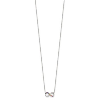 Sterling Silver E-coated Multi Color CZ Infinity 18in w/2in ext Necklace — alternate view