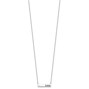 Sterling Silver Rhodium-plated CZ LOVE Enamel Bar w/2in ext Necklace — alternate view