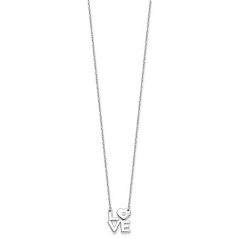 Sterling Silver Rhodium-plated CZ LOVE 16in w/2in ext. Necklace — alternate view