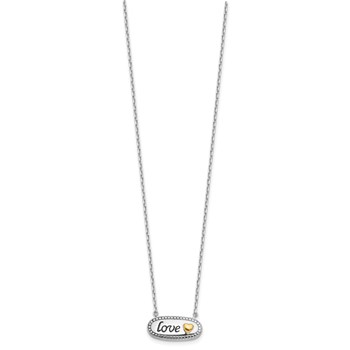 Sterling Silver w/14k accent Rh-plated Enamel LOVE w/2in. ext Necklace — alternate view