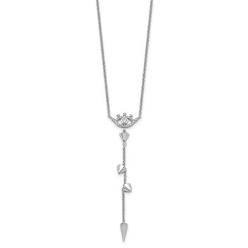 Pure Fire Sterling Silver Rhodium-plated Evil Eye CZ 18in w/2in ext Necklac — alternate view