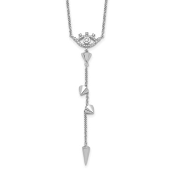 Pure Fire Sterling Silver Rhodium-plated Evil Eye CZ 18in w/2in ext Necklac