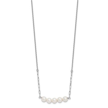 Sterling Silver Rhodium-plated Glass Pearl 16in w/2 in ext Necklace — alternate view
